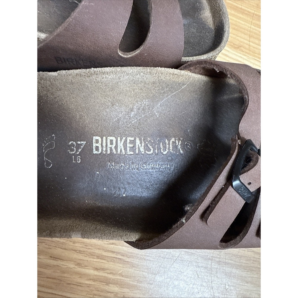 Birkenstock Ibiza Women Sz 37 US 6 Brown Leather Two Strap Sandals - Picture 6 of 7